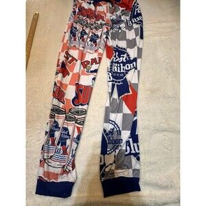 Mens Pajama Pants Lounge Pabst Blue Ribbon Size Small Sleep Jogger Beer Can PBR